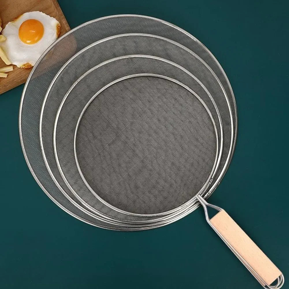 21-33cm Stainless Steel Oil Splatter Screen Frying Pan