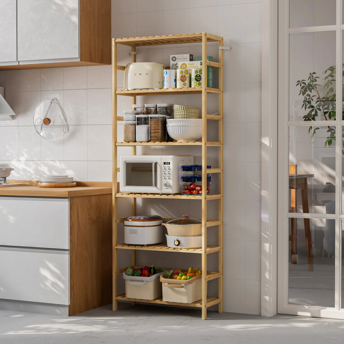 6-Tier Freestanding Bamboo Bookcase Storage Shelf Bathroom