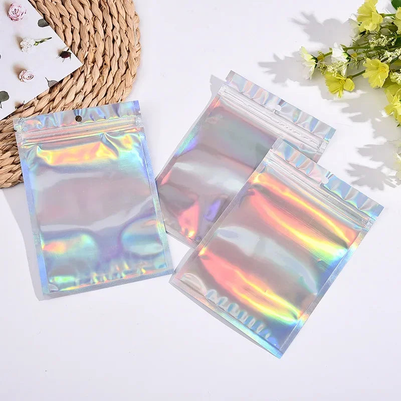 500pcs Laser Ziplock Bag Necklace Earrings Jewelry Gift
