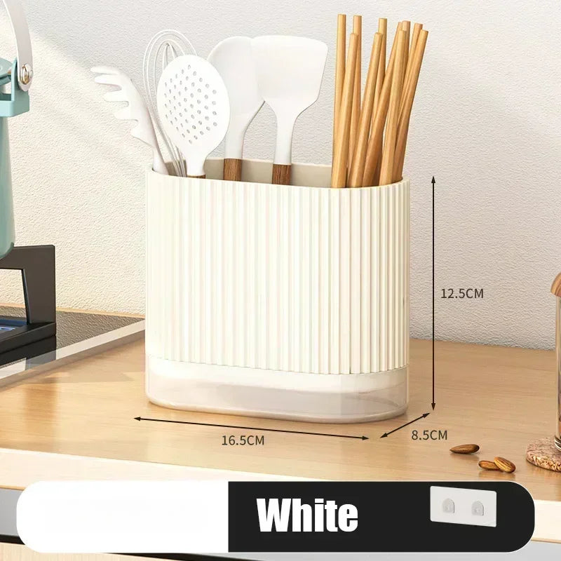 Wall Mount Chopsticks Holder Drain Dry Utensil Organizer