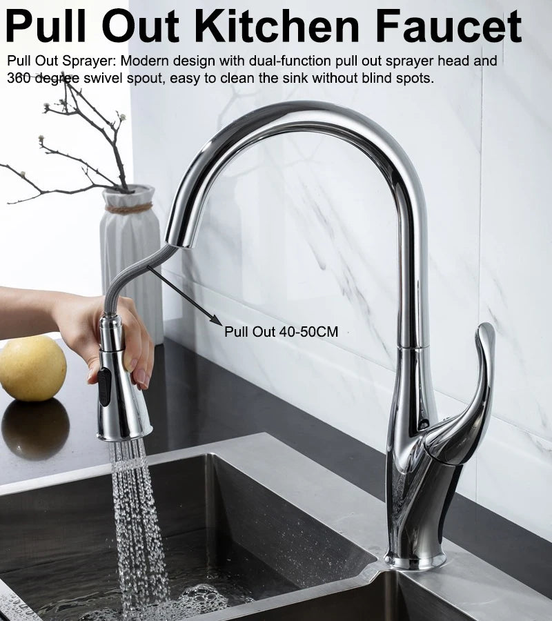 Brass Touch On Fauct Pull Down Cold Sink