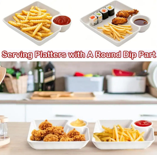 Chip Dip Serving Platter Plastic Dumpling Plates Sauce