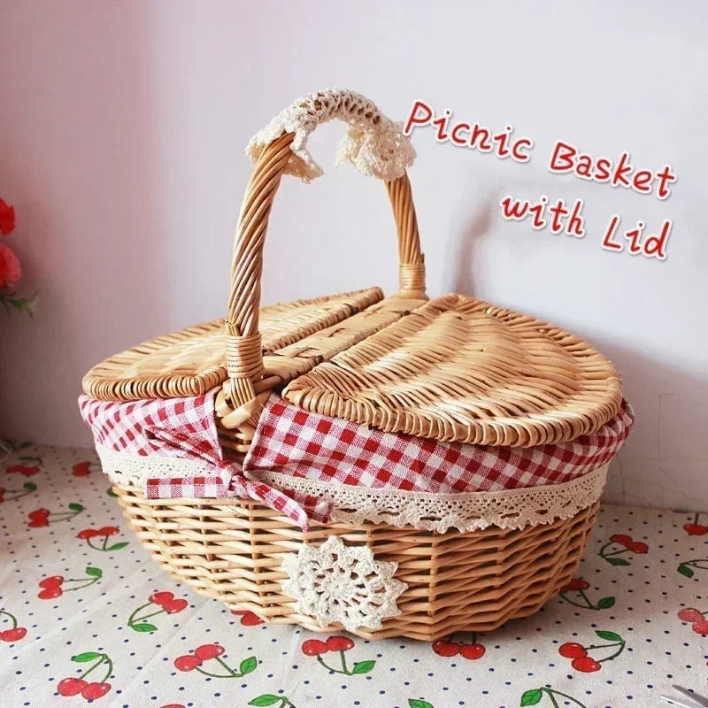 Camping Picnic Fruit Baskets Food Organizer Handmade Big