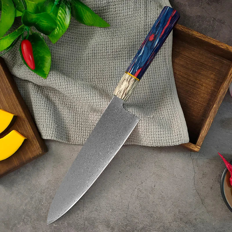 Damascus Knives Meat Cleaver Wooden Handle Chef Slicng