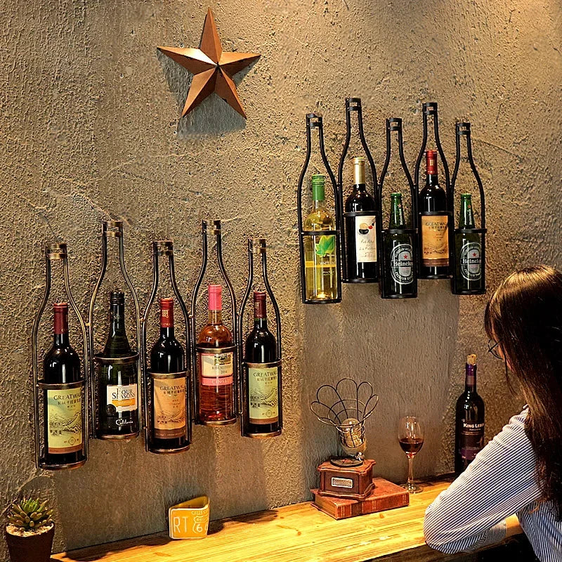 American Industrial Style Iron Hanging Wine Rack Material