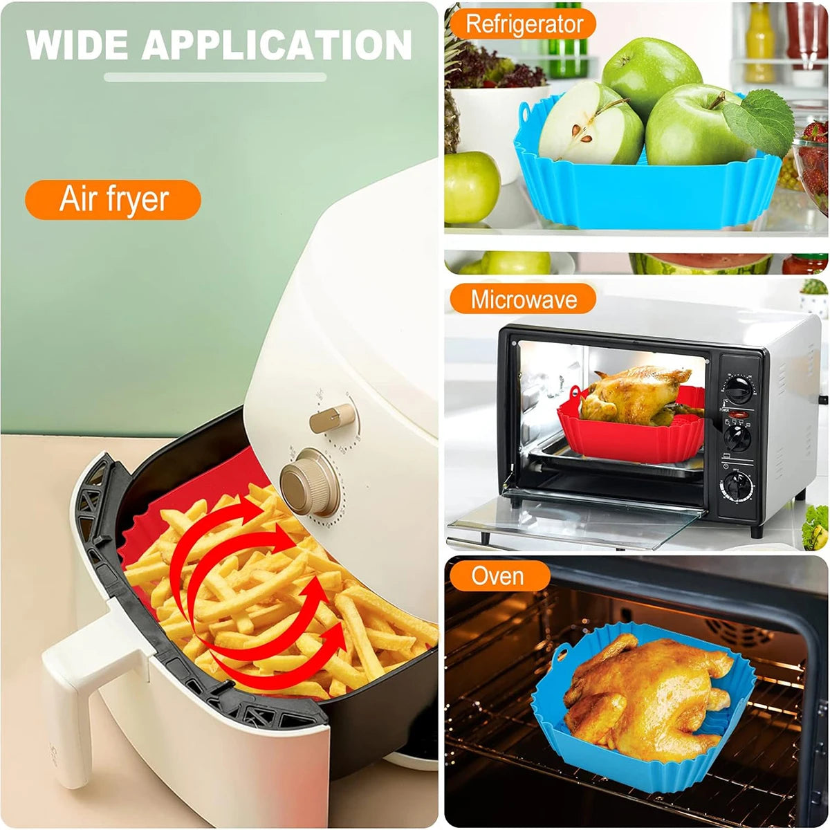 Air Fryer Silicone Liners Pot Airfryer Basket Cooking