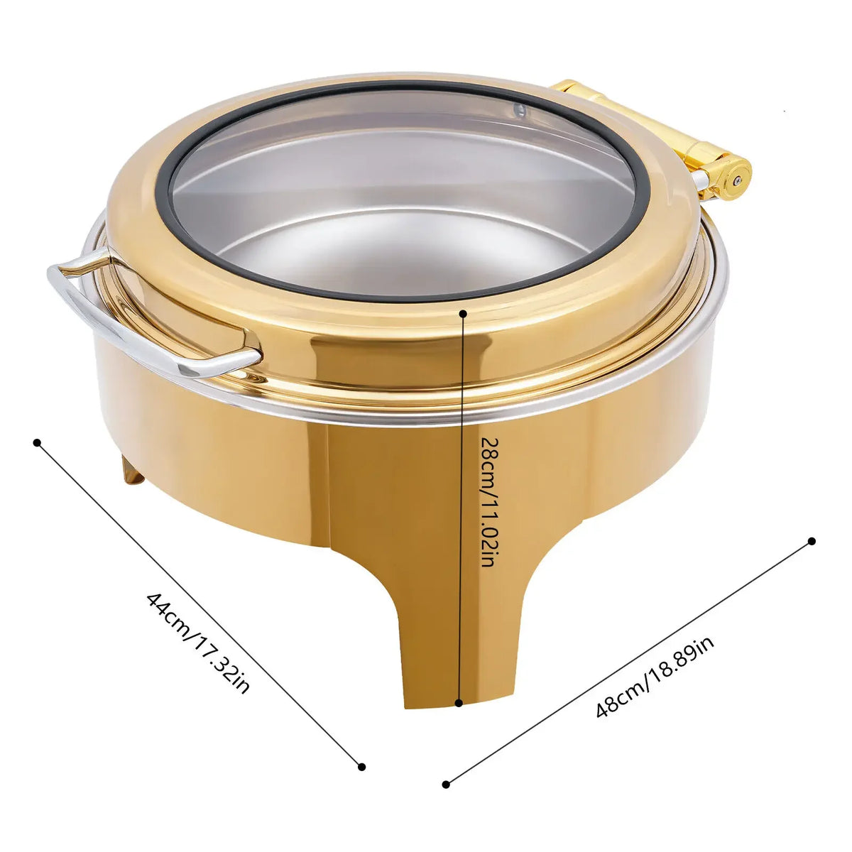 Gold 6l Stainless Steel Round Big Glass Window