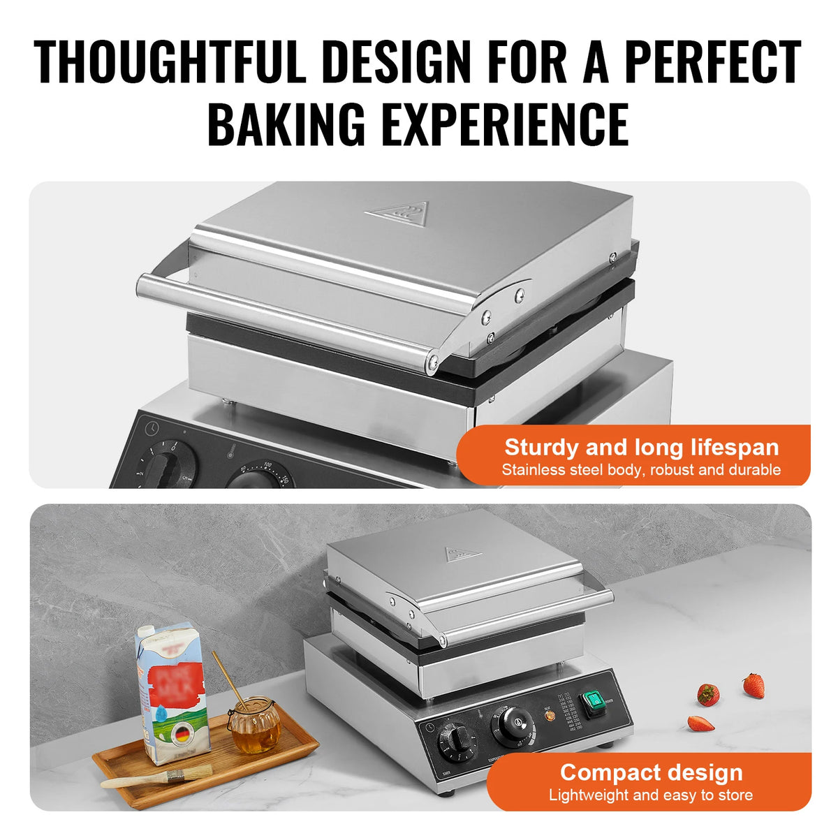 Succebuy Commercial Waffle Maker Round Waffle Baker Machine