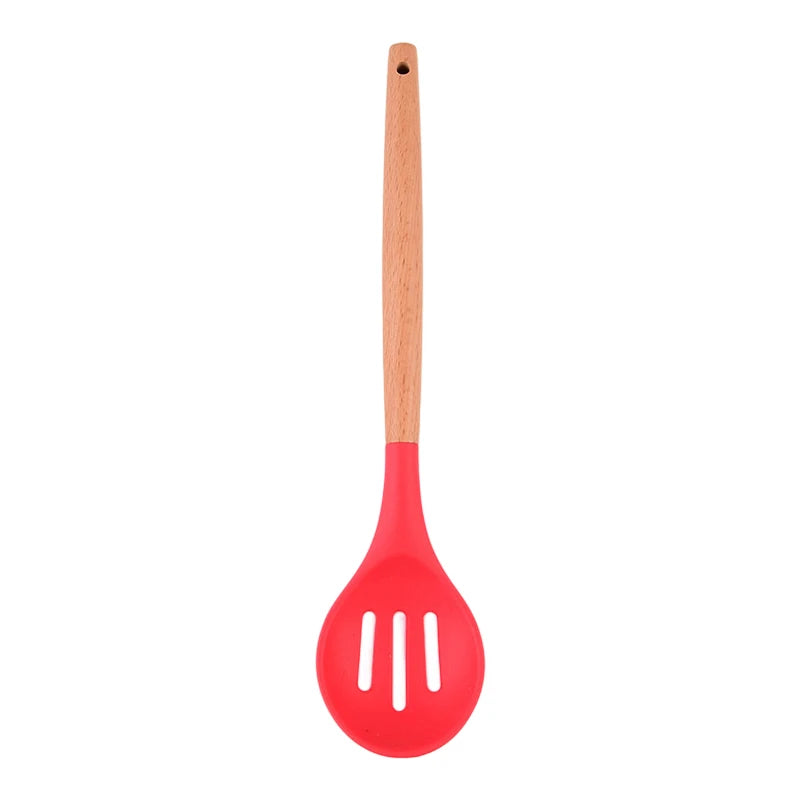 1pc Silicone Skimmer Colander Slotted Serving Spoon Salad