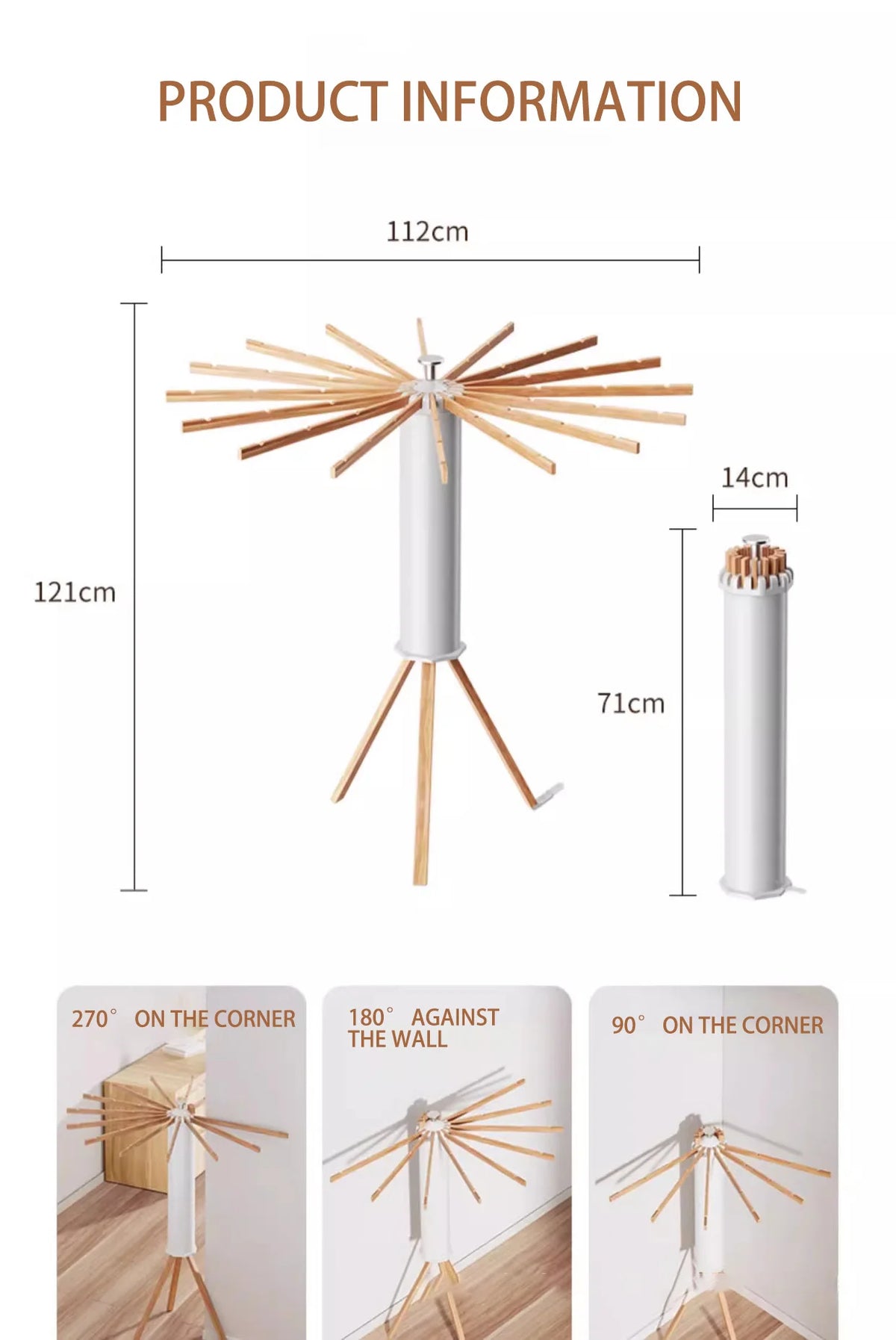 Folding Drying Rack Floor Standing Swivel Laundry Rack