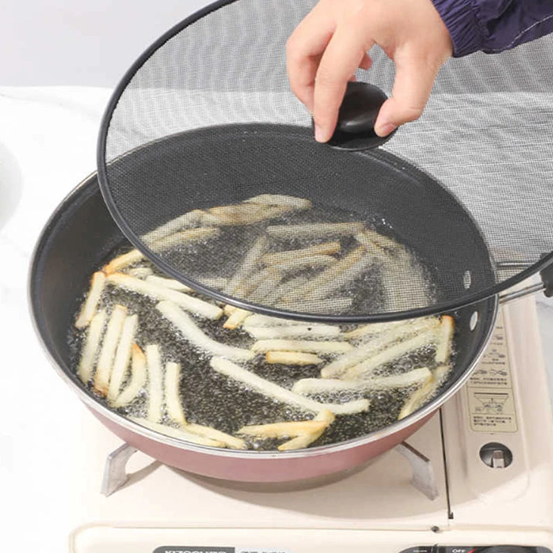 Black Splatter Screen Anti Grease Frying Pan Oil