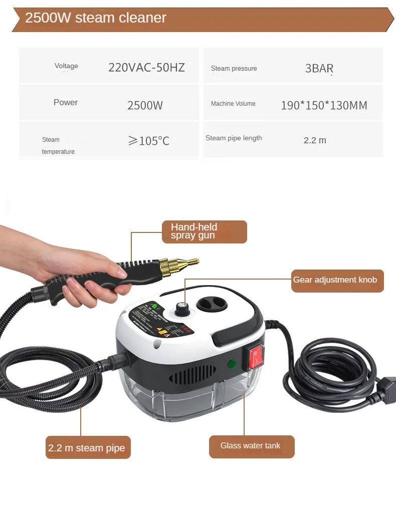 2500w Steam Cleaner High Temperature Pressurized Steam Cleaning