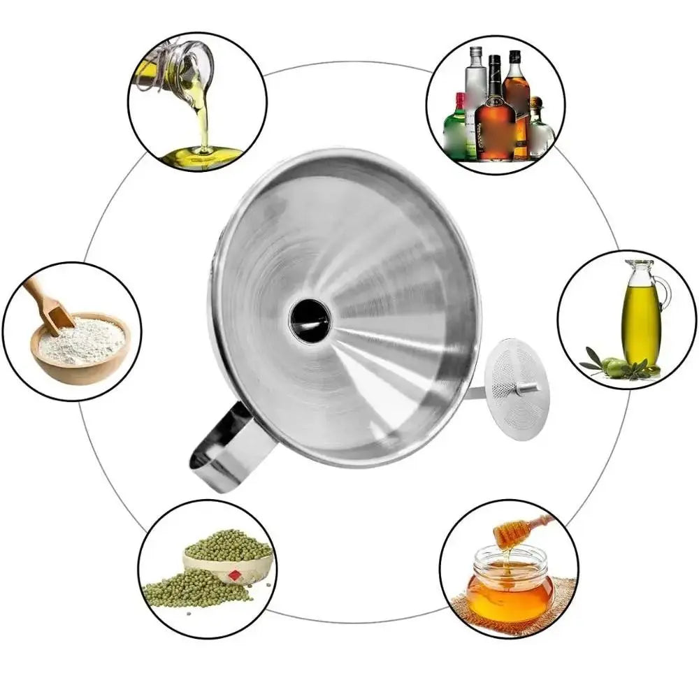 Stainless Steel Funnel Oil Liquid Metal Funnel Detachable