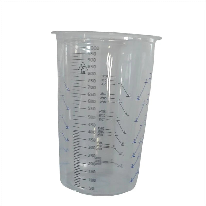 10pcs Disposable Measuring Cups 1000ml Clear Graduated Plastic