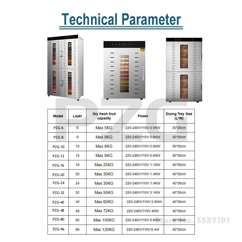 Commercial Industrial Fruit Food Dryer 32 48 80