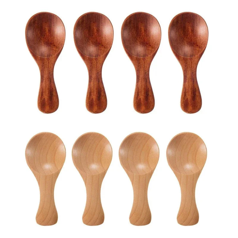 4pcs Mini Wooden Spoons Small Spice Condiment Spoon