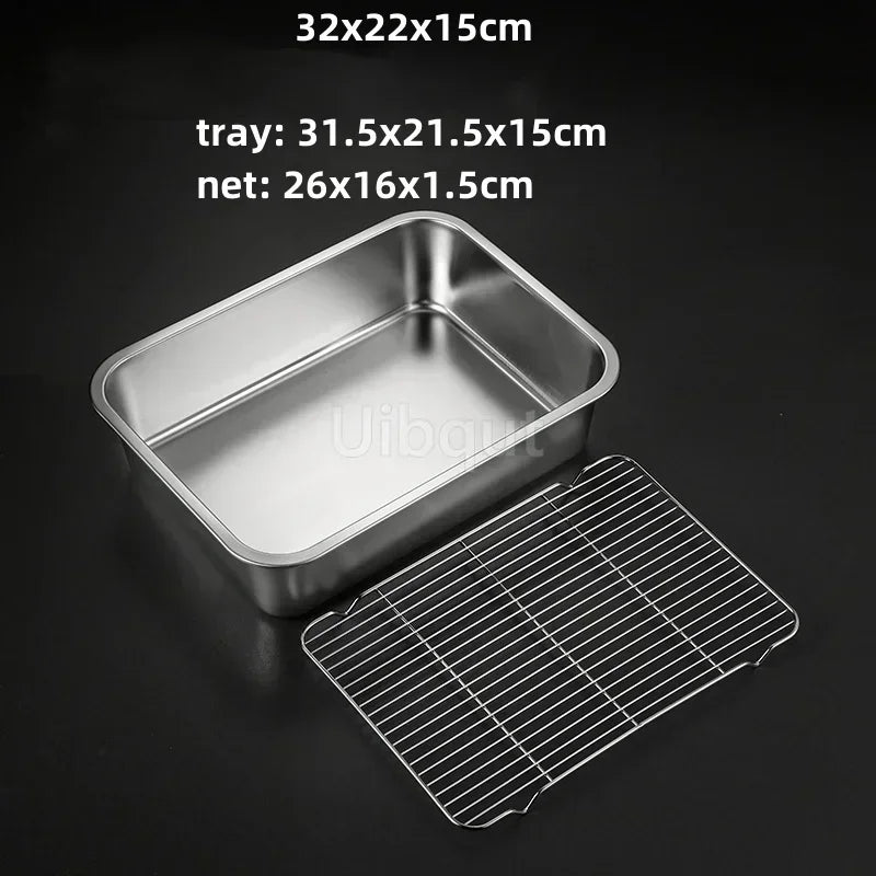 Thicken Stainless Steel Serving Tray Lid Rectangle Metal