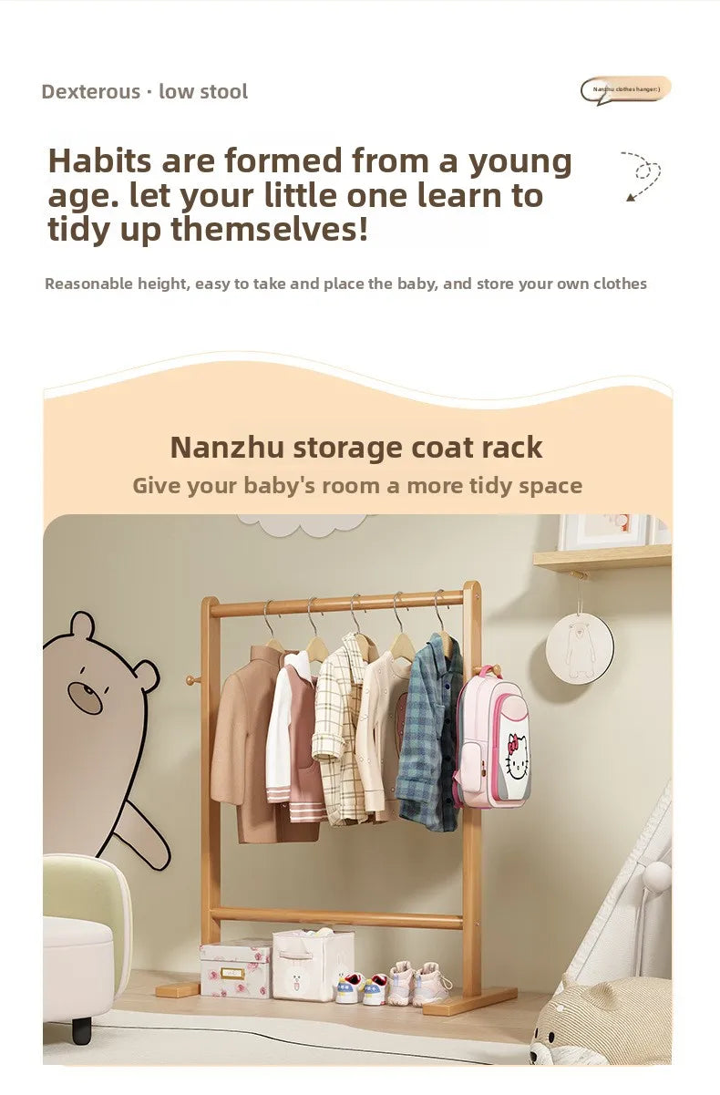 Small Bamboo Hat Rack Floor Hanging Clothes Rack