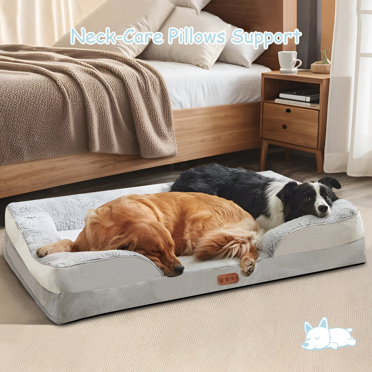 Orthopedic Memory Sponge Dog Bed Universal C-Type Armrest