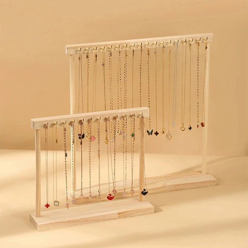 Jewelry Organizer Display Stand Solid Wood Necklace Hanging