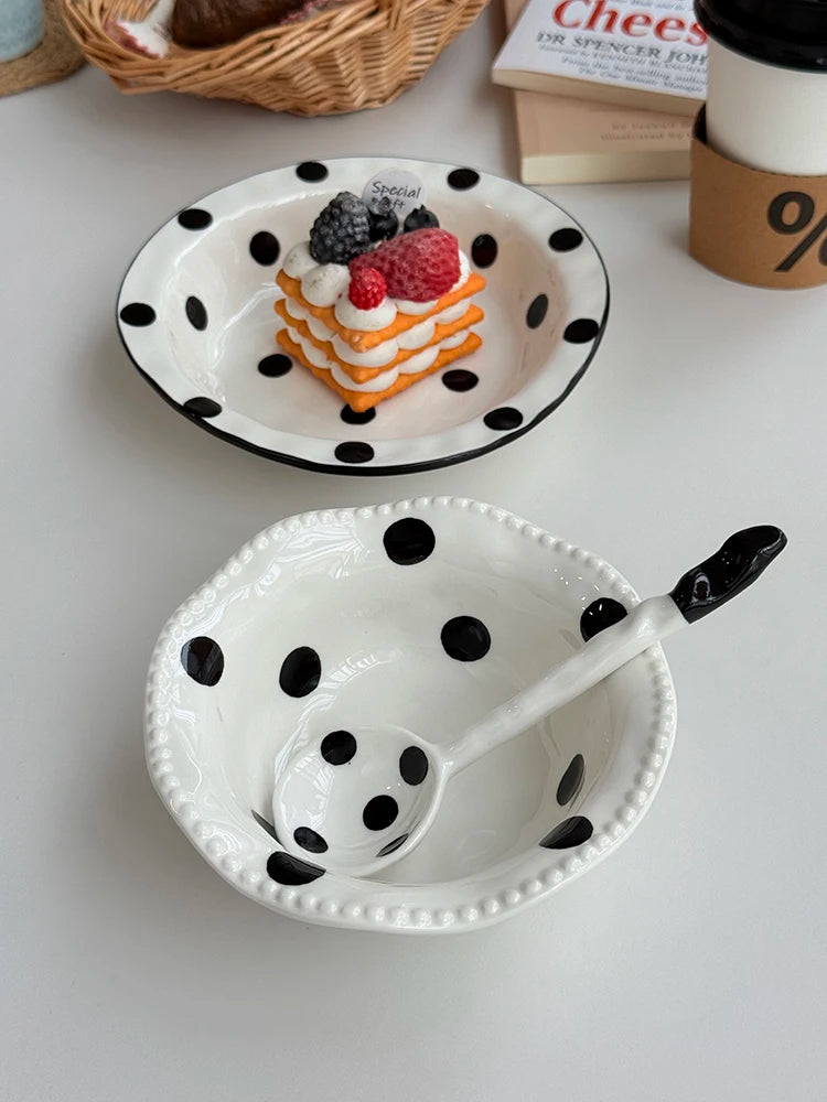Hebden Style Creative Irregular Ceramic Diningware Black White