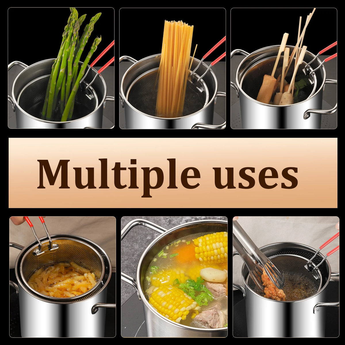 Deep Frying Pot Stainless Steel Fryer Pan Fry