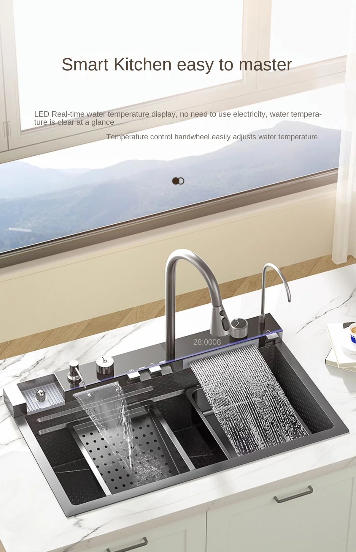 Integrated Waterfall Sink Honeycomb Technology Large Digitial
