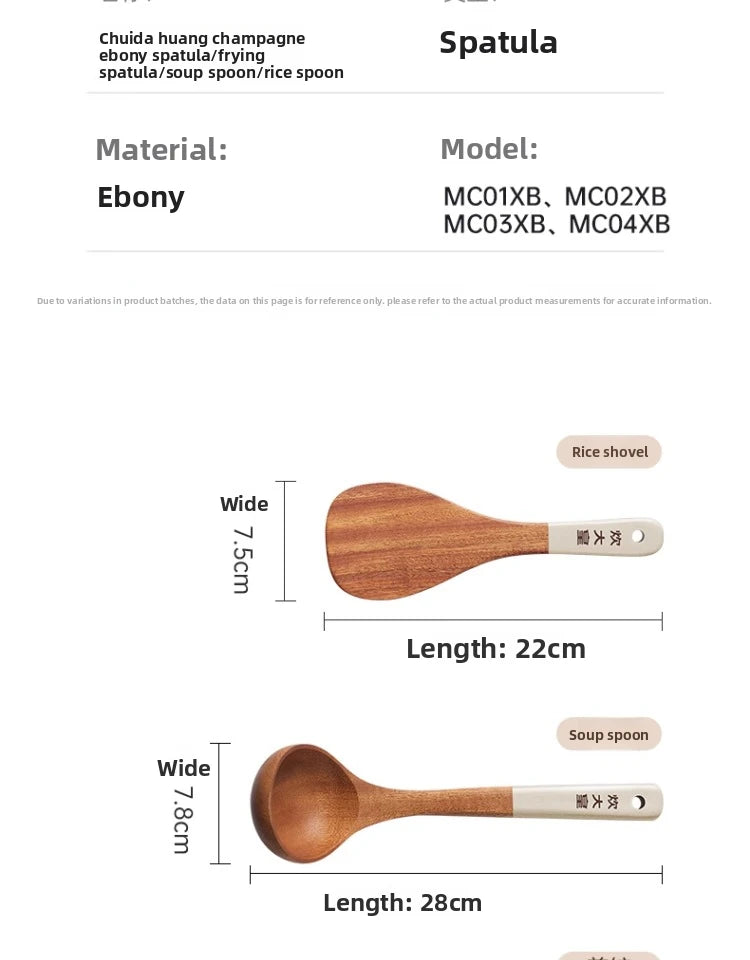 Cooker King Ebony Wood Cooking Utensils Heat Resistant