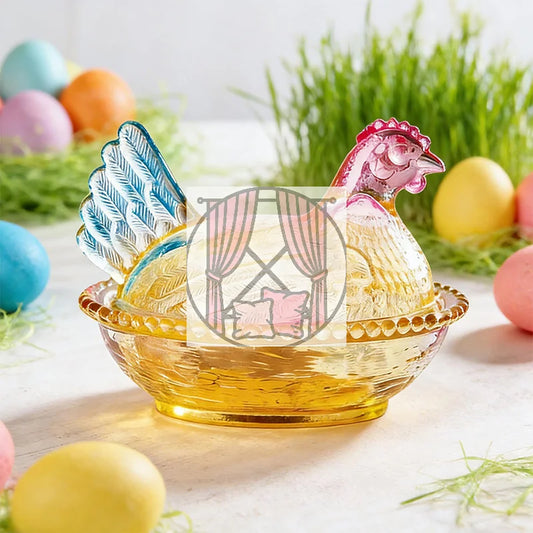 Glass Dish Crystal Glasses Candy Dish Lid Hen-Shaped