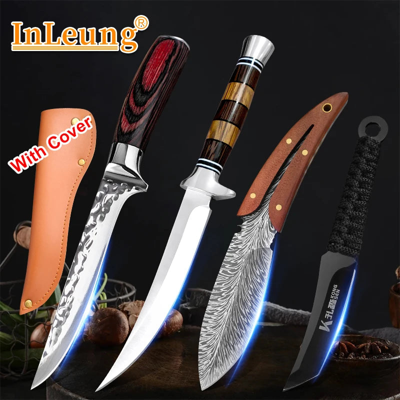 Stainless Steel Chef Knife Professional Boning Cleaver Wood