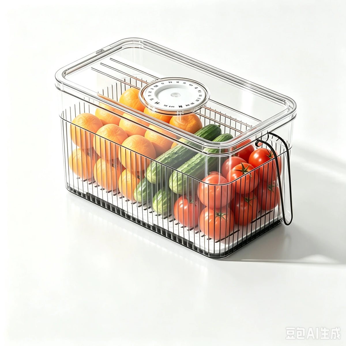 Refrigerator Storage Box Timer Lid Drain Tray Clear