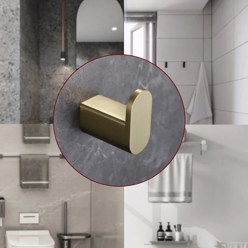 Brushed Gold Towel Ring Holder Bar Rack Brush/Paper