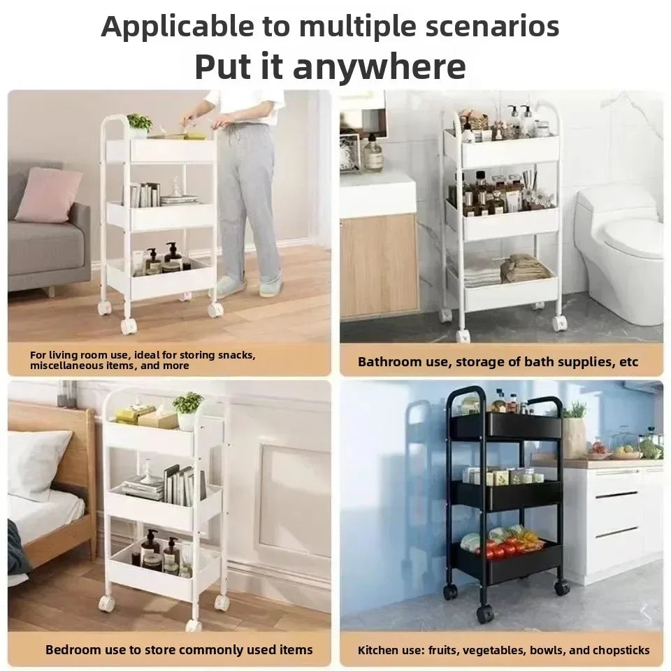 Tier Rolling Storage Cart Wheels Slim Organizer Fruit