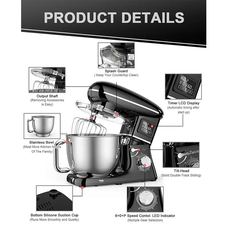 Commercial Stand Mixer 1500w 5l Stainless Steel Bowl