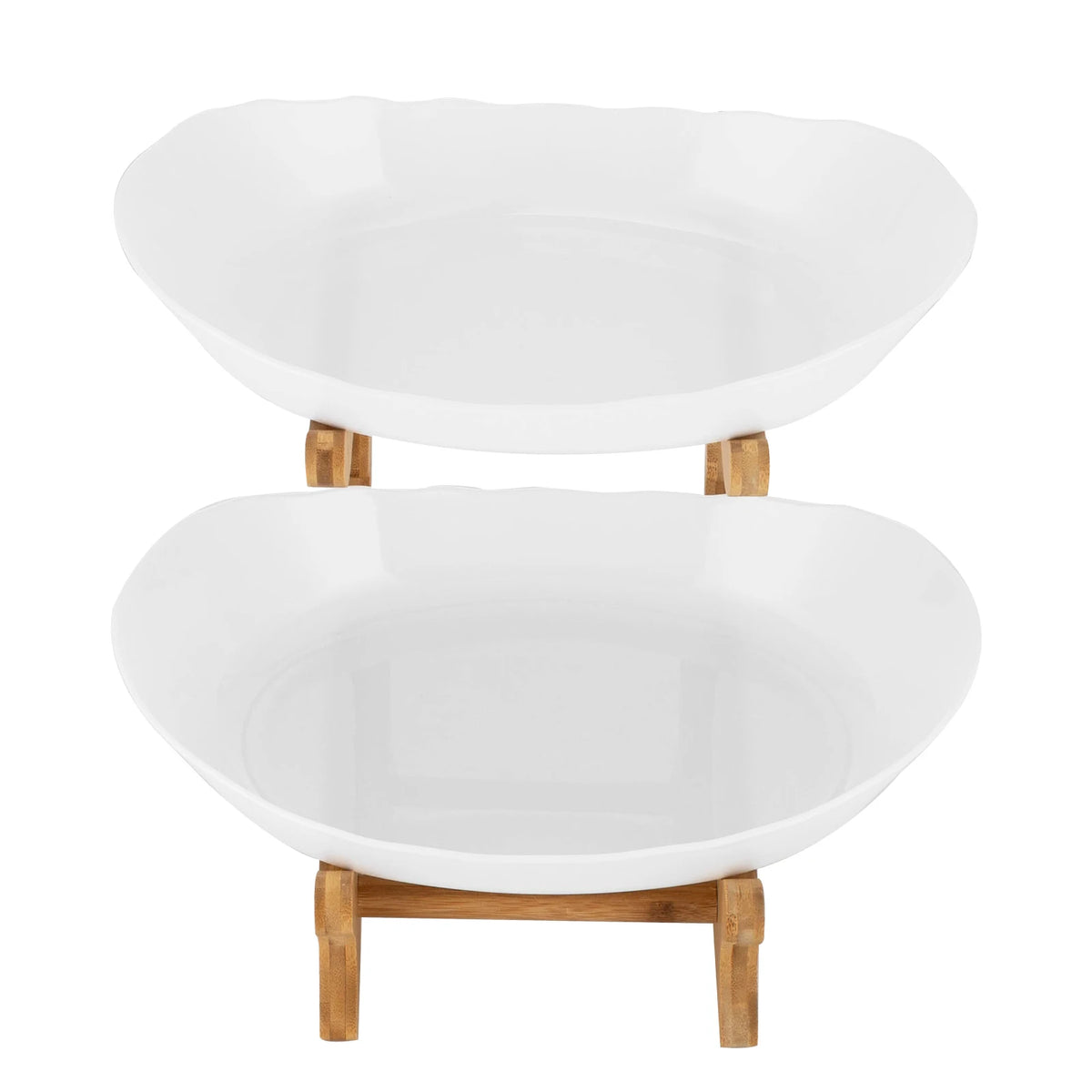 2-Tier Fruit Bowl Bamboo Fruit Basket Stand Food-Grade