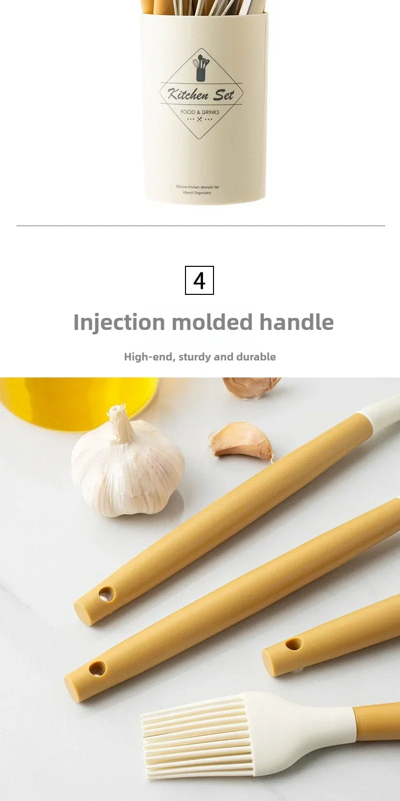 Silicone Cooking Utensils Turner Tongs Spatula Spoon Brush