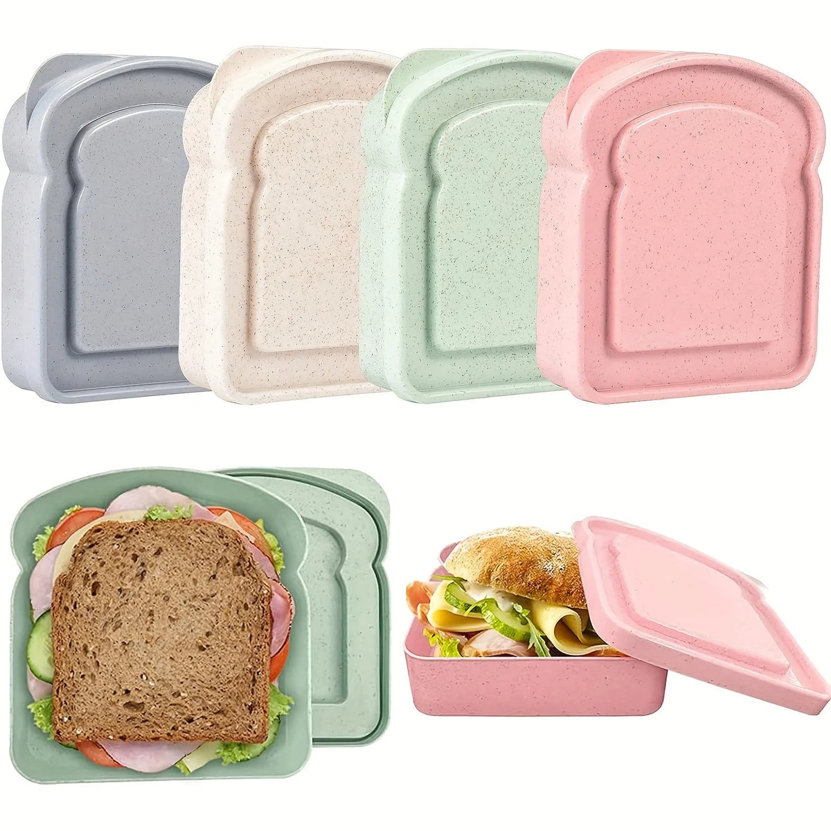1/3pcs Reusable Bento Sandwich Box Lid Microwave Safe