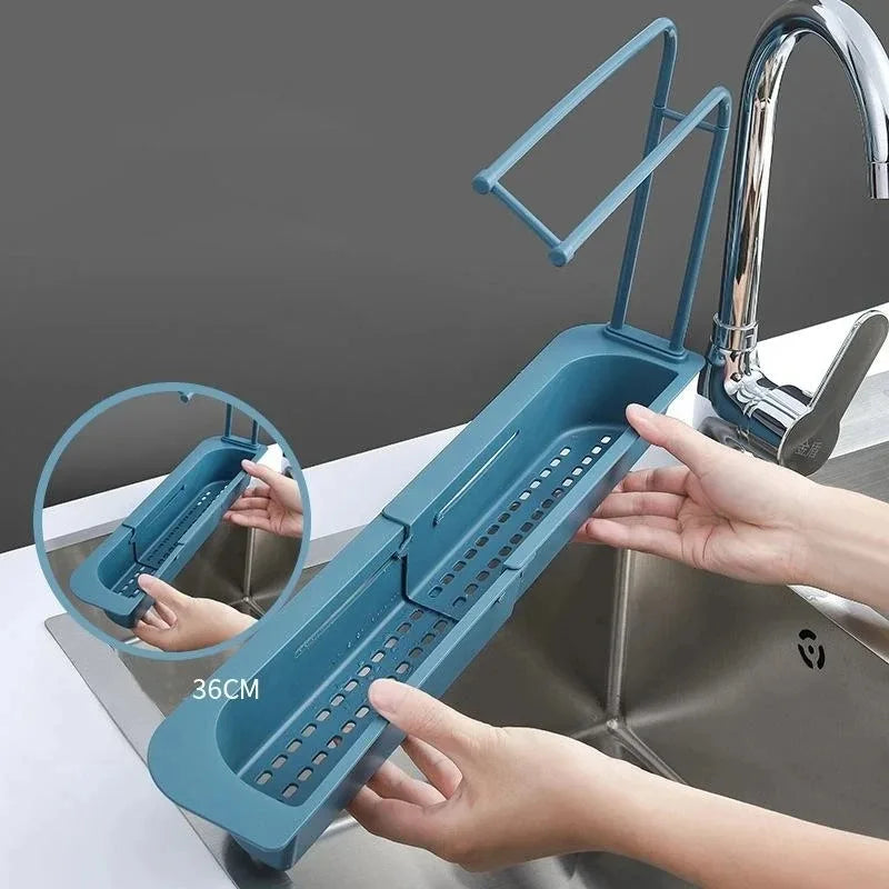 Telescopic Sink Shelf Drainer Rack Soap Sponge Holder