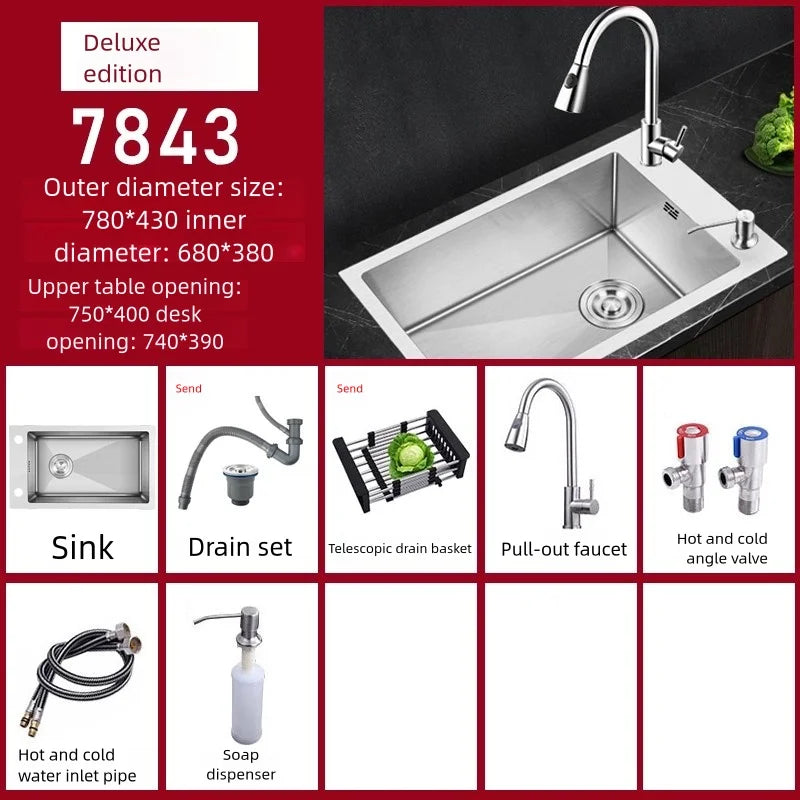 Stainless Steel Sink Narrow Long Model Side Hole