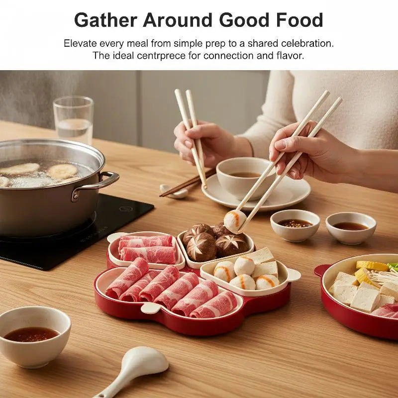 Multi Compartment Food Prep Tray Detachable Dividers Utensil