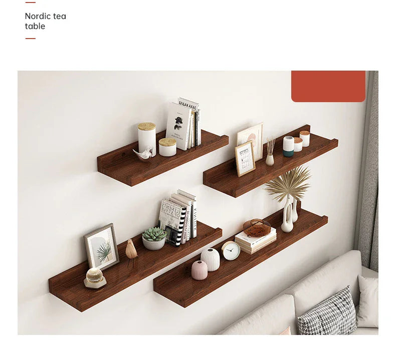 Wooden Floating Shelf Wall Mounted U-Shaped Shelf Display
