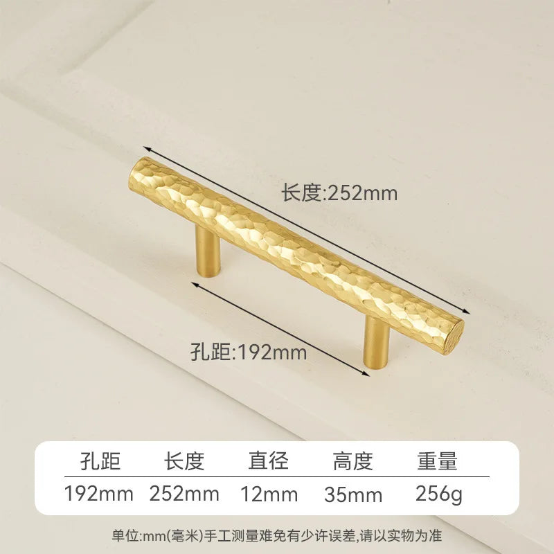 Solid Brass Wardrobe Handles Hammered Texture Handles Gold