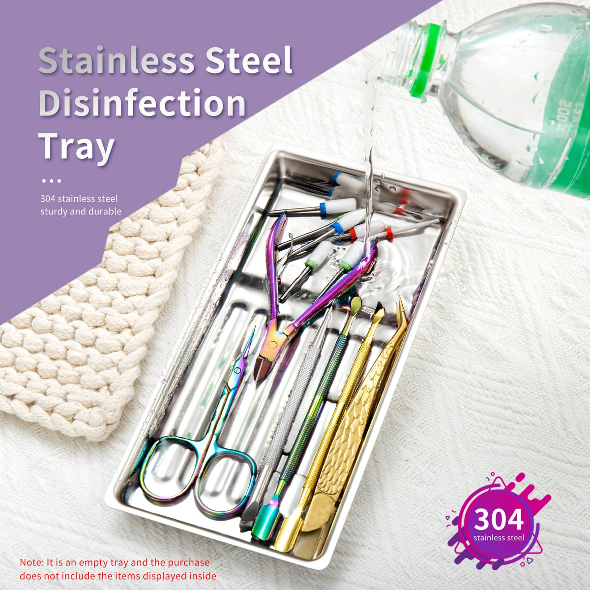 Stainless Steel Disinfection Dish Cosmetic Storage Tray Nail