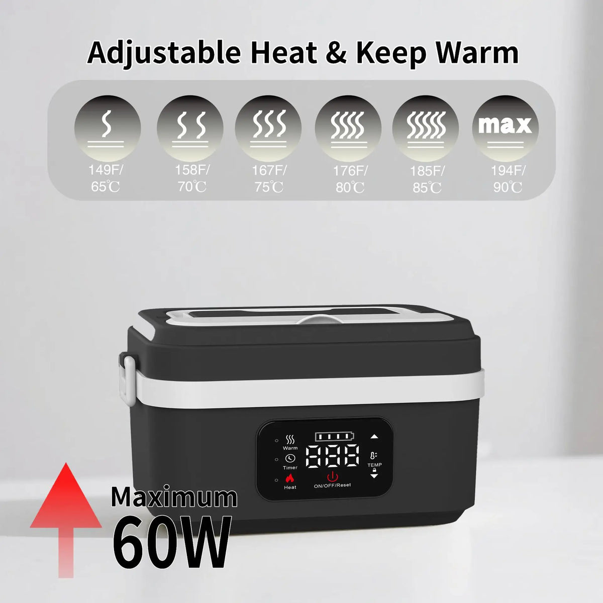 8000mah Electric Lunch Box Upgraded Water-Free Smart Heat
