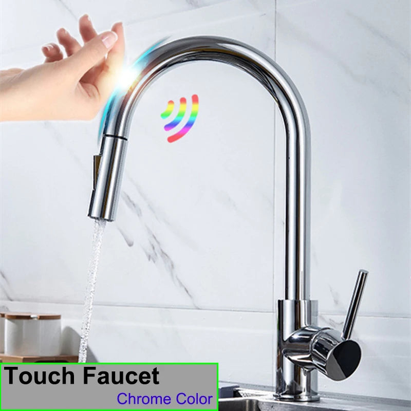 White Touch-On Sink Faucets Pull Down Sprayer Improvement