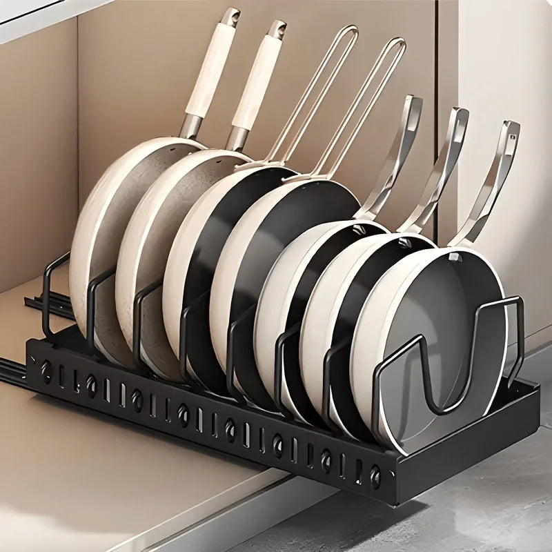 Pull Out Cabinet Storage Organizer Sliding Pot Lid