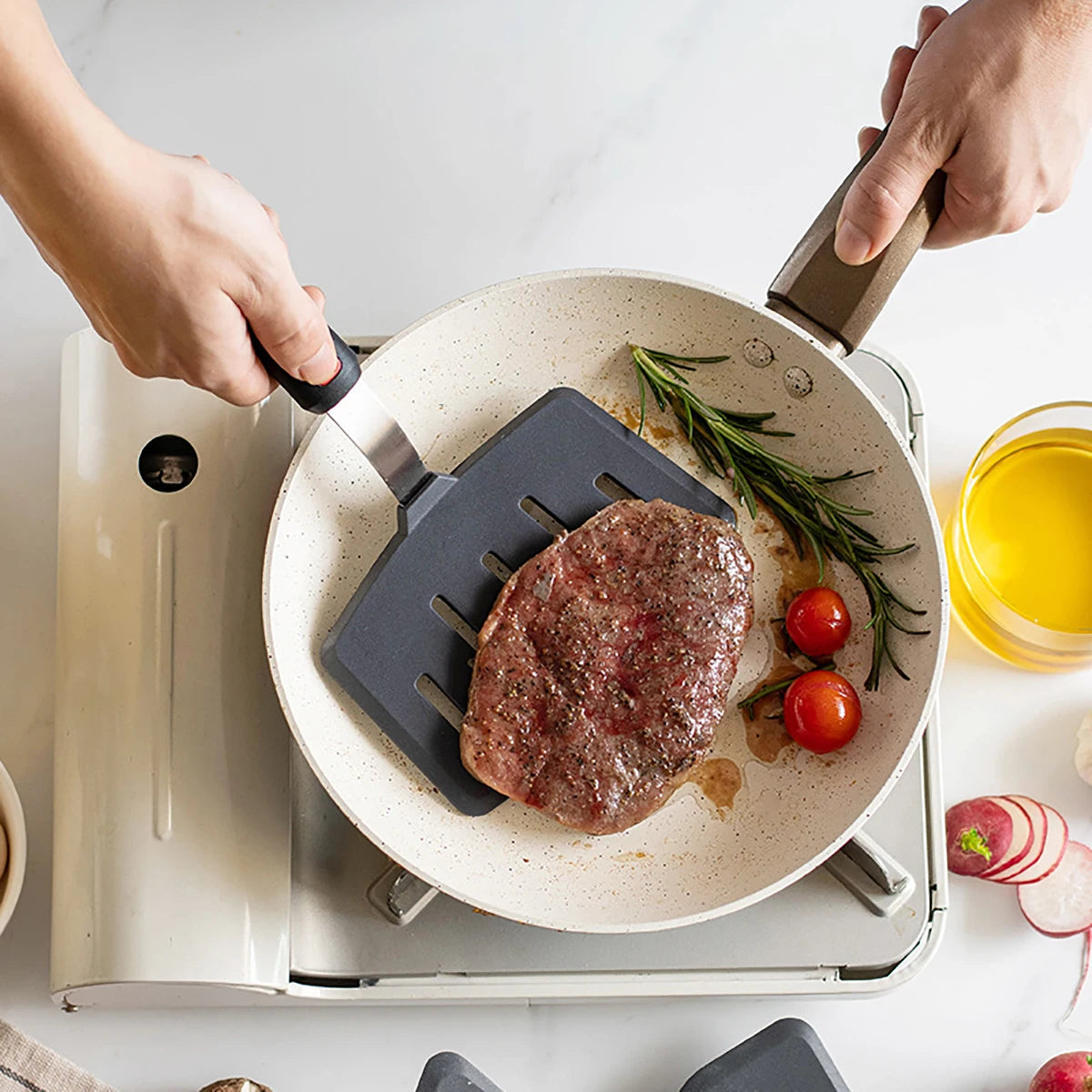 Fried Fish Steak Spatula Cooking Stainless Steel Silicone