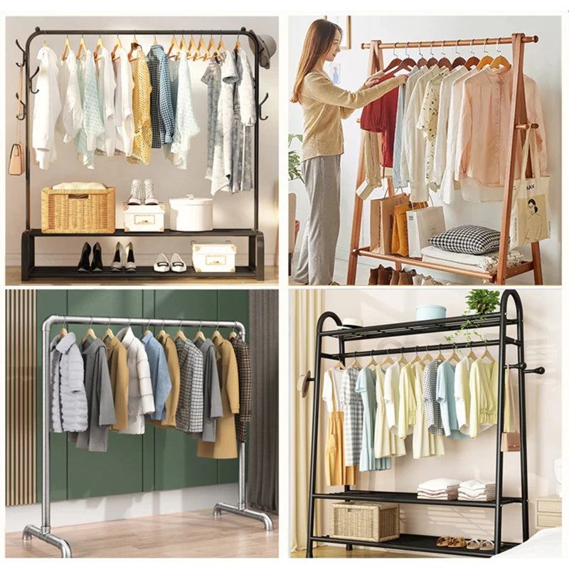 Floor Clothes Hanger Dust Cover Bedroom Drying Rack