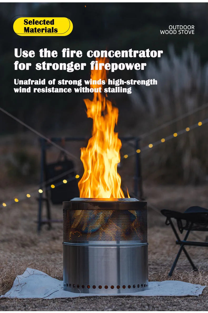 Camping Firewood Stove Folding Windproof Wood Burning Stove