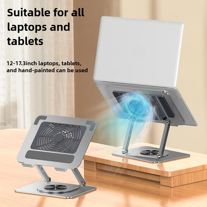 Rotating Laptop Cooling Rack Fan Elevated Cooling Base